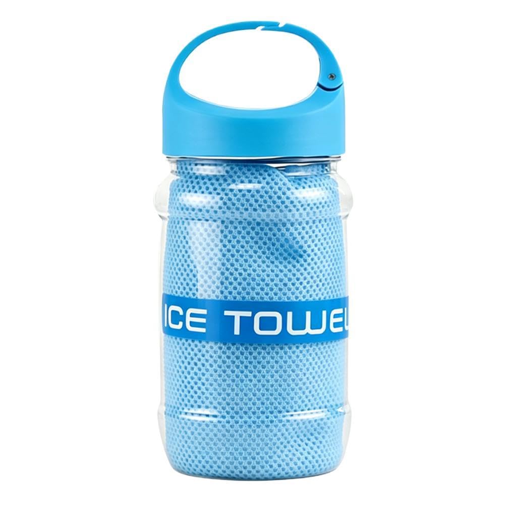 Cooling Towel, 100x30cm Microfiber Cool Ice Towel with Storage Bottle, Soft Breathable for Neck and Face Yoga Sport Running Gym Camping Workout Microfiber Stay Cool