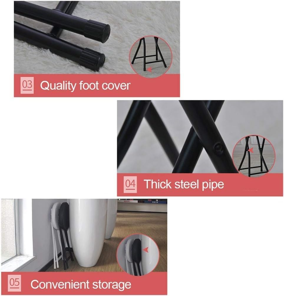 Portable Folding High Chair for Breakfast Kitchen Bar Stool Compact Furniture(Black-49cm)