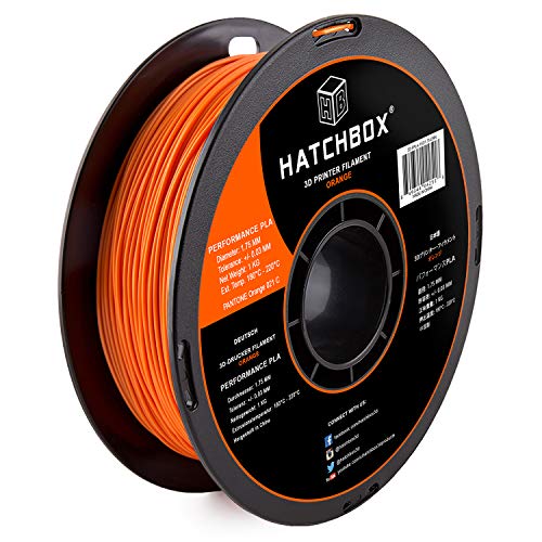 HATCHBOX Performance PLA 3D Printer Filament, Dimensional Accuracy +/- 0.03 mm, 1 kg Spool, 1.75 mm, Orange