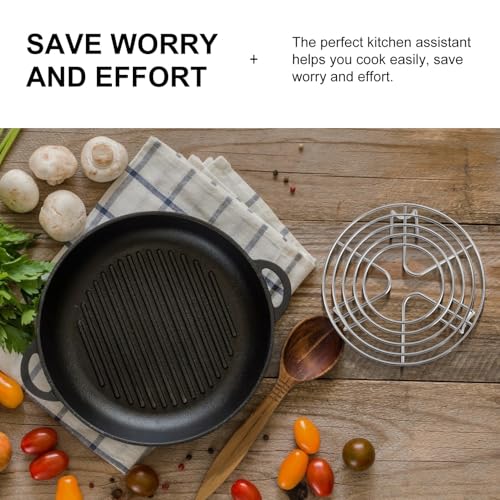 Abaodam ステンレス製丸型蒸しラック 軽量コンパクト調理用 多機能電気炊飯器対応 蒸し器スタンド キズ防止脚付き 家用蒸し調理器具