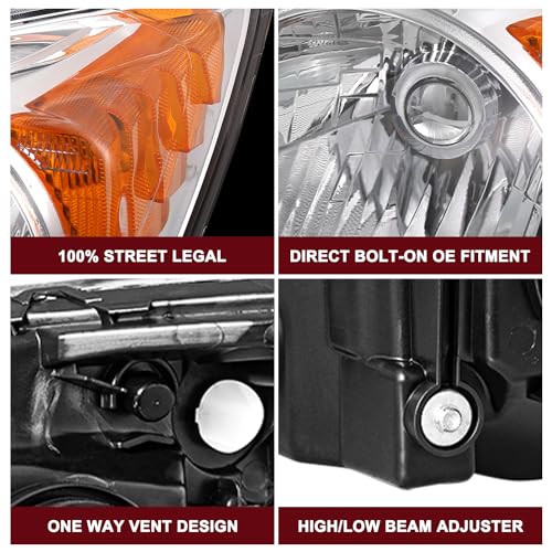 JSBOYAT Headlight Assembly Pair Replacement for 2007-2011 Honda CR-V Front Headlamp Chrome Housing with Amber Reflector (Driver & Passenger Side) - Image 6