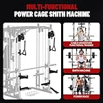All in One Home Gym System Workout Station, Multi-Function Smithe Machine Power Cage with Cable Crossover System, Tripe-Sided Independent Load Posts, Functional Trainer for Full Body Training - Image 3
