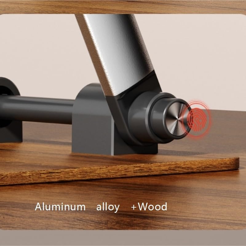 Aluminum Alloy Book Stand Wood Reading Rack Raised Lowered Holder