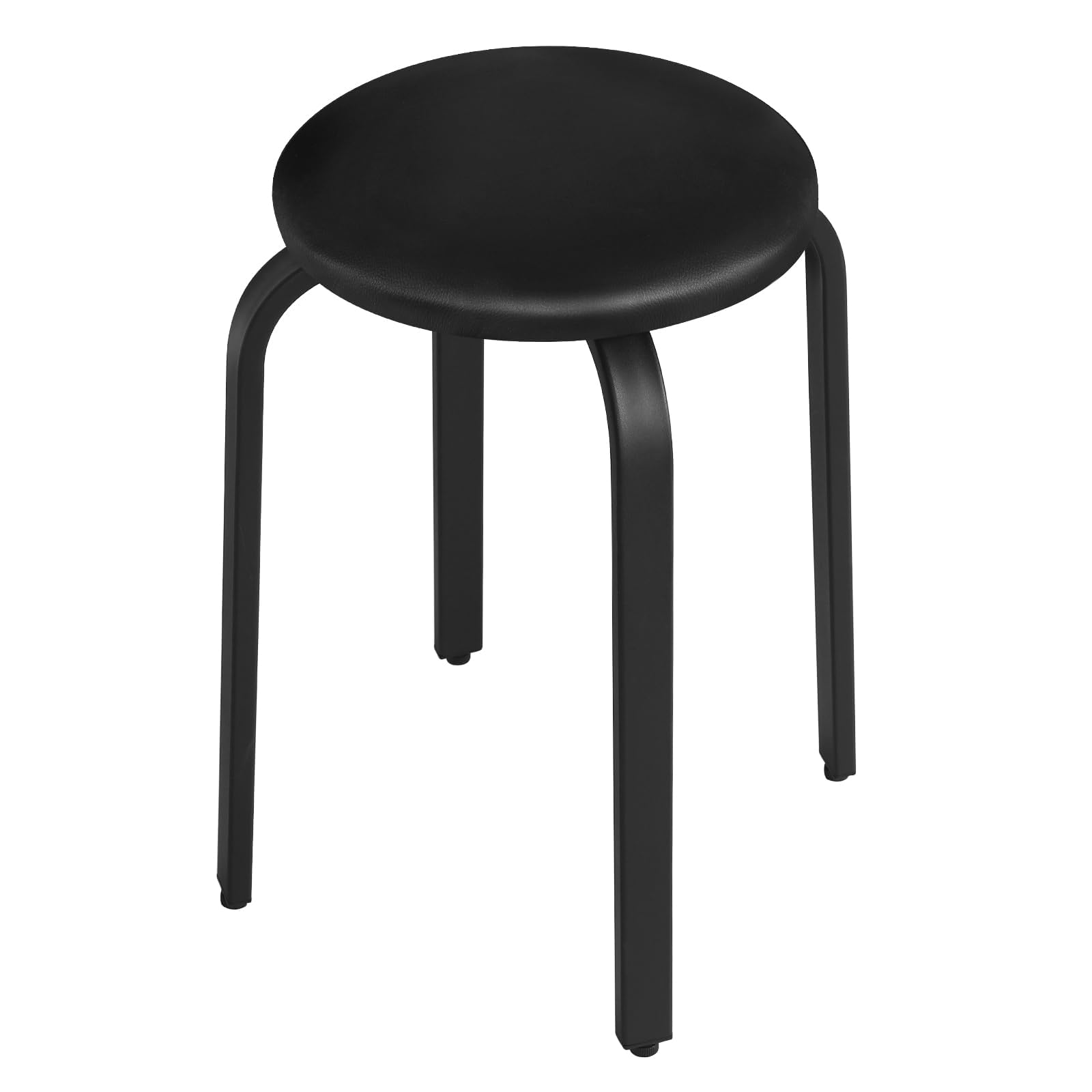 Lestarain 2xTaburete de Comedor Redondo Apilable, Asiento Acolchado, Marco Metálico para Cocina, Comedor, Dormitorio, Pasillo, Negro, LCNI116002-2