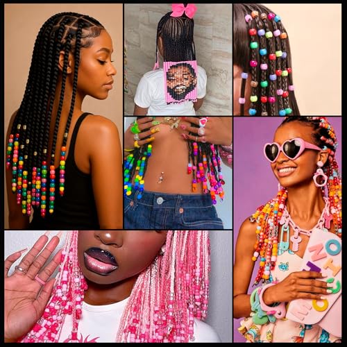 Dowsabel Purple Pony Beads Bulk 1000 Pcs 6x9mm, Large Hole Kandi Hair Beads for Braids Bracelets, DIY Friendship Bracelets Necklaces Jewelry Making Crafts and Gifts — view 6