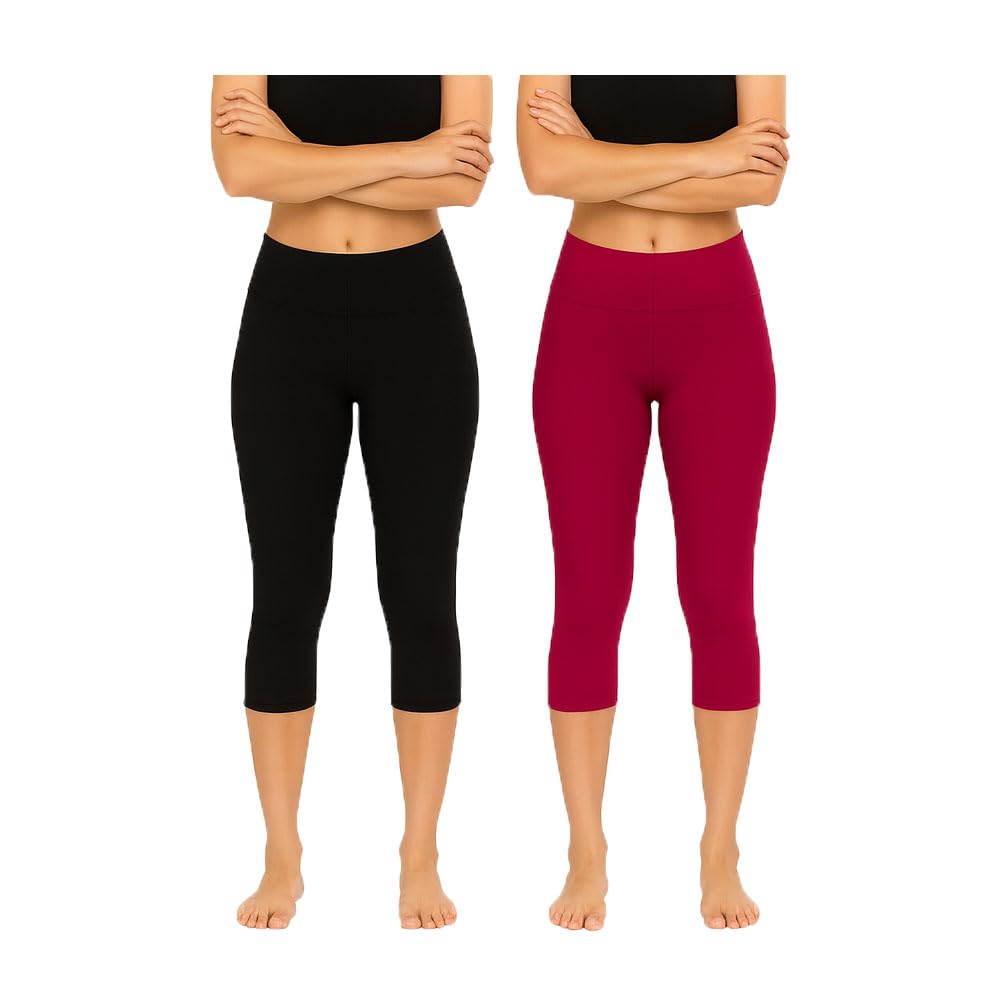 brand flex Womens Stretchable Capri 2Pack (Black, Pink)-picture-17