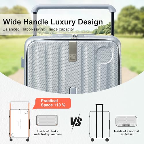 Image of Hanke Multifunctional 26 Inch Hard Shell Suitcases with Wheels Travel Approved Luggage Large Rolling Suitcase Checked Luggage for Women Men(Grey)
