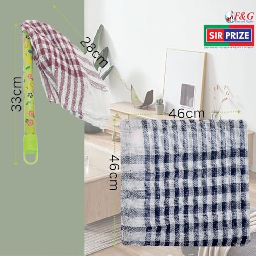 Image of Sir Prize Dusting Cloth Combo|| 2 pcs Dusting Jatakni Wooden Handle and 4 pcs Cotton Duster Cloth for Home /Shop /Office /Furniture Cleaning (Multicolor, Pack of 6)