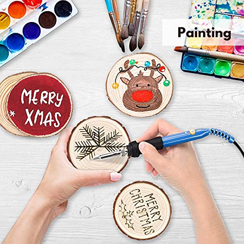 Binswloo 40 Pcs Natural Wood Slices Ornaments, 3.1-3.5 Inch Unfinished Craft Wooden Circles Round Wood Discs For Crafts Arts Diy Paintings Wedding Christmas Tree Decoration Coasters #TOP3
