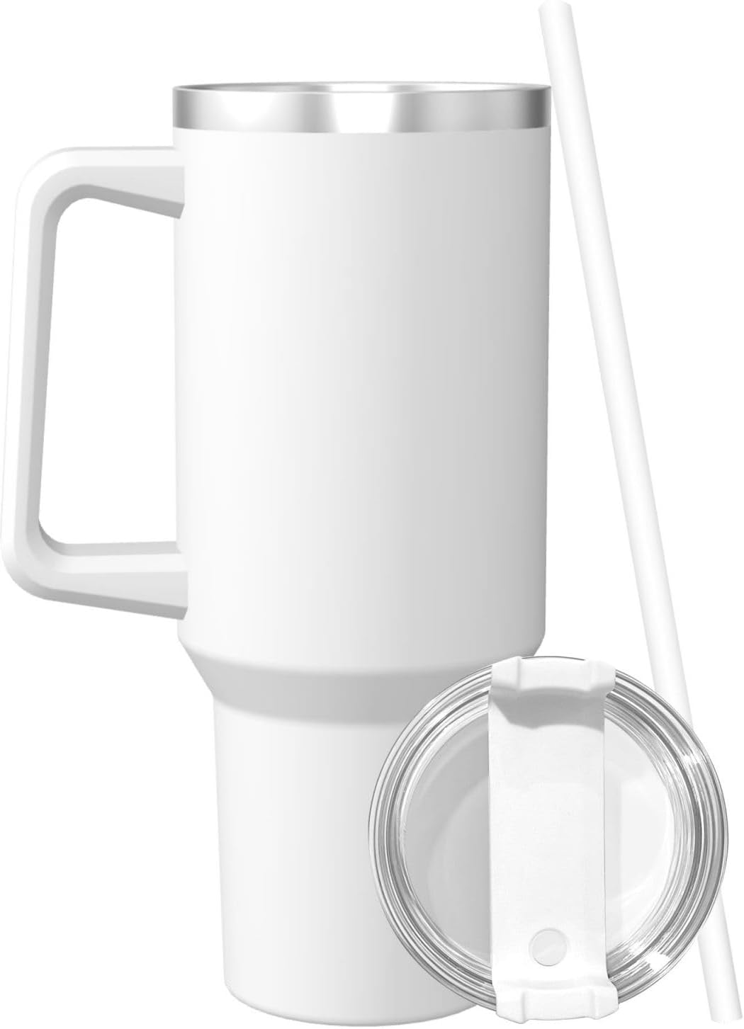 Personalized Tumblers with Handle Custom 40 Oz Travel Cup With Name Photo Logo Customized Birthday Fathers Mothers Day Gifts for Mom Dad Friend, 1PC, Blank White - Image 2