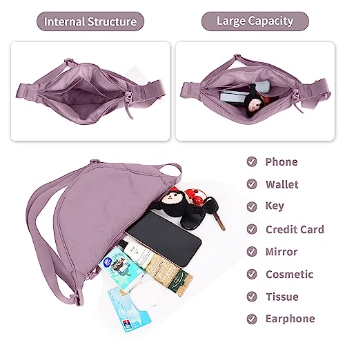 Image of Nylon Crescent Crossbody Bag for Women Purses Trendy Men,Small Travel Sling Bag Hobo