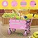 ROSONG Collapsible Wagon Cart with Wheels Foldable - Folding Utility Heavy Duty Wagons Carts for Grocery Sports Garden Shopping Camping Pink