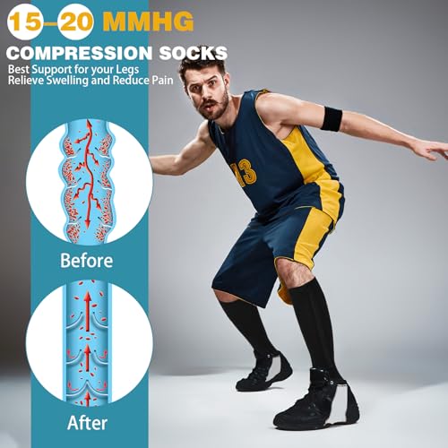 Image of Hillban 2 Pair 15 - 25 Mmhg Wide Plus Size Calf Zipper up Compression Socks for Women Men(XL,Nude)