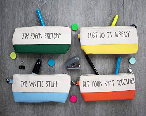 Image of Stephanie Imports Just Do It Already - Cotton Canvas Sarcastic Pencil Pouch Case With Zipper and Hangtag