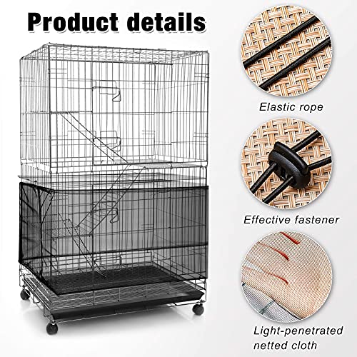 Adjustable Bird Cage Net Cover Birdcage Seed Feather Catcher Soft Skirt Guard Birdcage Nylon Mesh Netting For Parrot Parakeet Macaw Round Square Cages (White, 118 X 15 Inch/ 300 X 37 Cm) #TOP2