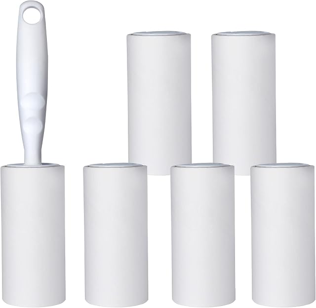 MELERIO Lint Rollers 6 Refills Full 420 Sheets,1 handle with 5 Extra Sticky Lint Roller Set for Clothes, Sofa, Bed and Carpet, Lint Roller for Pet hair, Cat Hair, Dog Hair, Dust