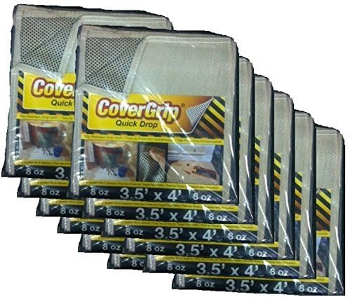 CoverGrip Quick Drop 8 Oz Canvas Safety Drop Cloth, 3.5' x 4', (Pack of 12)
