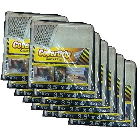 CoverGrip Quick Drop 8 Oz Canvas Safety Drop Cloth, 3.5' x 4', (Pack Of 12) Cover