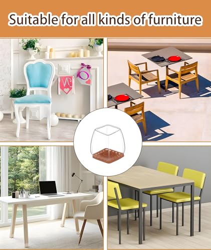 Image of 16 Pcs Chair Leg Protector, Chair Leg Floor Protector Caps with Felt Pads, Furniture Leg Caps for Wooden Chair, Reduce Noise