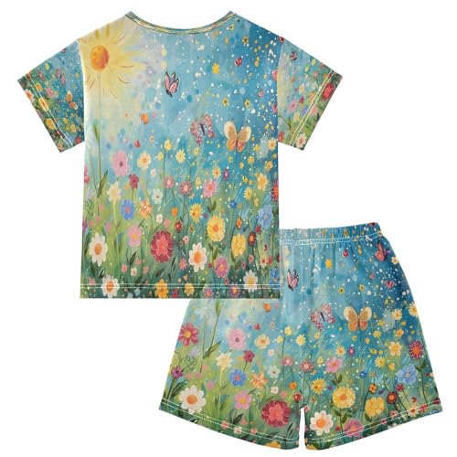 senya Short Sleeve Pajamas Sets Summer Cotton Sleepwear Sunshine and Butterflies2