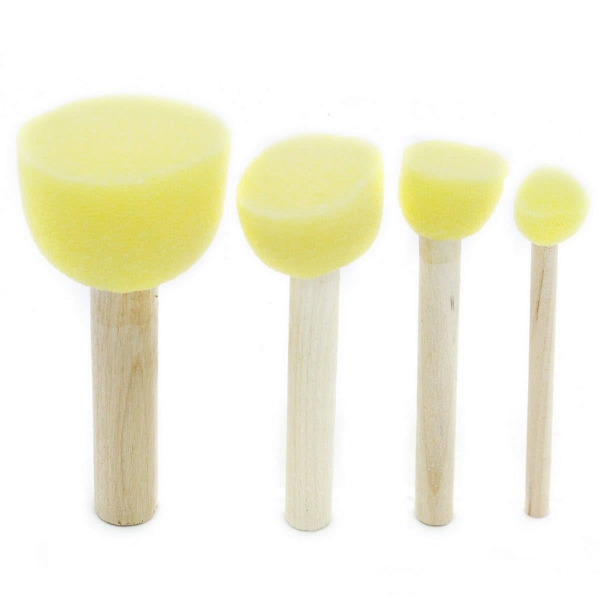 53ARTS 4Pcs Round Stencil Sponge Dabber with Wooden Handle, Foam Brushes Set, Stippler Painting Tools, DIY Arts & Crafts Tool Supplies with Different Sizes (Yellow) 1