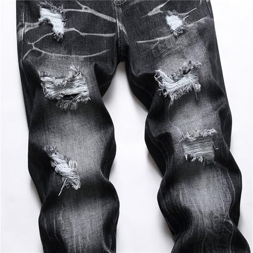 Ripped Distressed Washed Denim Jeans Men Slim Fit Straight Fit Casual Fashion Streetwear Vintage Destroyed Comfort Jeans3