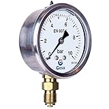 Manómetro M0301 relleno de glicerina con caja de acero inoxidable y rosca de latón. Escala de medición de 0-250 bar. Rosca 1/2"BSP de latón con salida radial.