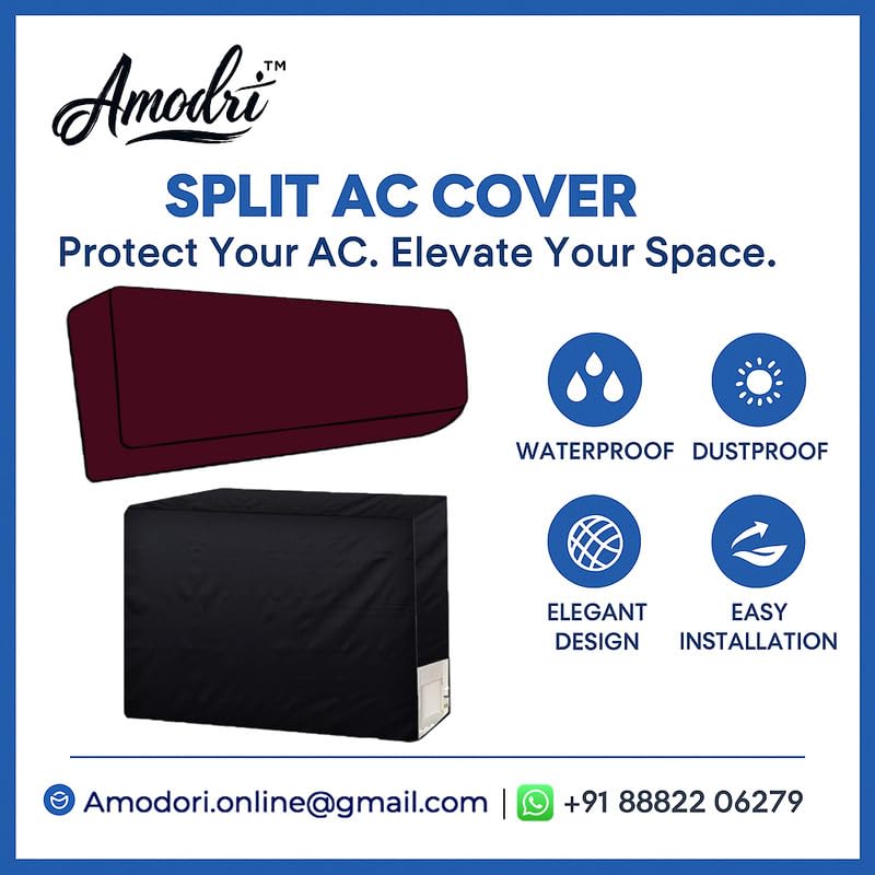 Image of Universal AC Outdoor Cover - Compatible with 1.5 & 2 Ton Split ACs, All-Season Protection (Solid Maroon)