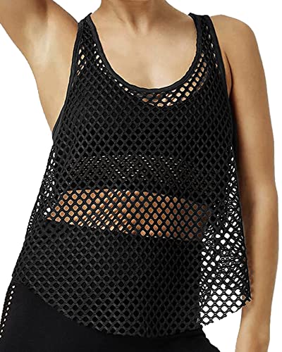CLOZOZ Fishnet Tank Tops Women Mesh Top See Through Tops for