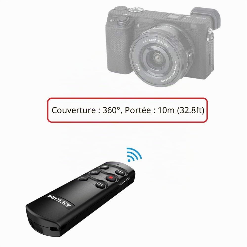 PHOLSY RMT-P1BT Bluetooth Caméra Télécommande sans Fil Compatible avec Sony Appareil Photo a1, a7C, a6100, a6400, a6600, a7M3, a7M4, a7RM4, a7SM3, a9, a9M2, RX0M2, RX100M7, ZV-1, ZV-E10