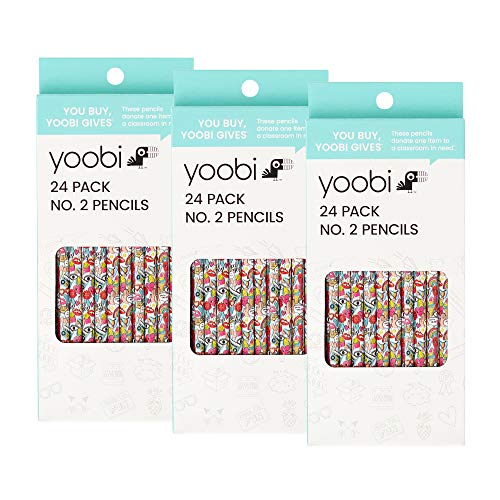 Yoobi | No. 2 Pencils | Rounded Wood | Printed Barrel Multicolor Stripe | 3 Packs of 24