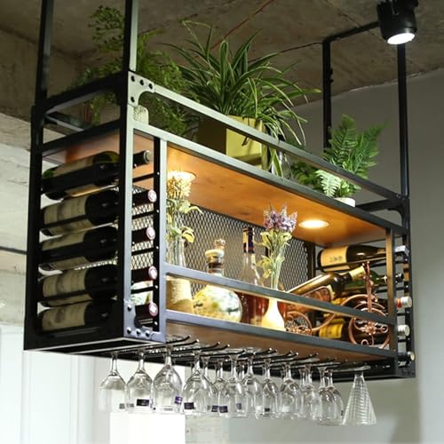 Étagère de plafond en métal pour ranger verres et bouteilles