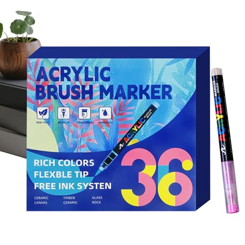 Marqueurs de peinture acrylique à pointe pinceau multicolores pour loisirs créatifs et école