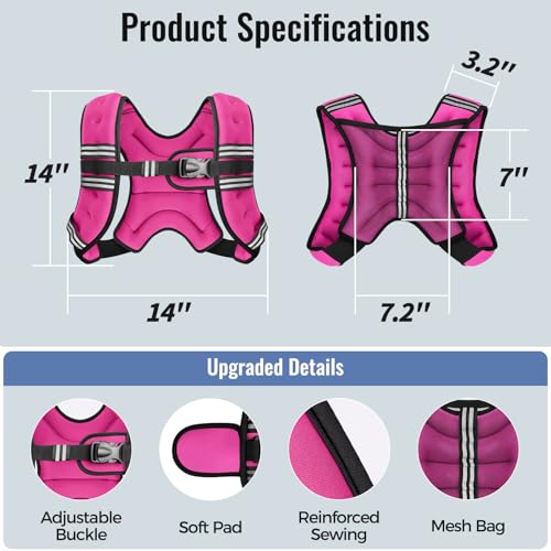 Image of Zeerun Weighted Vest, 6lb /8lb /10lb /12lb /15lb /18lb /20lb /24lb /30lb for Men Women, Reflective Stripe Adjustable Buckle, Comfortable Durable Rucking Vest for Walking Running Strength Training