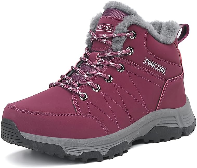 Women's Snow Boots Waterproof Winter Boot Walking Comfortable Hiking Outdoor Lace-Up Booties Fur Lined Outdoor Non-Slip Comfort Warm Work Boots Hiker Trekking Trail