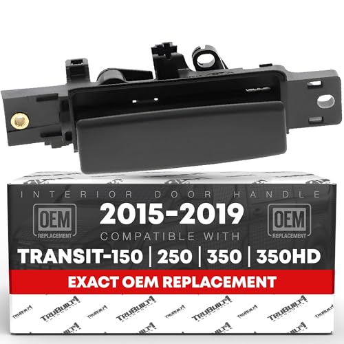 Image of T1A Interior Passenger Sliding Door Handle Replacement - Compatible with 2014-2024 Ford Transit, 2015-2019 Ford F-150 - Textured Black, Plastic - OEM CK4Z-6122666-A, BK2Z-6122666-A
