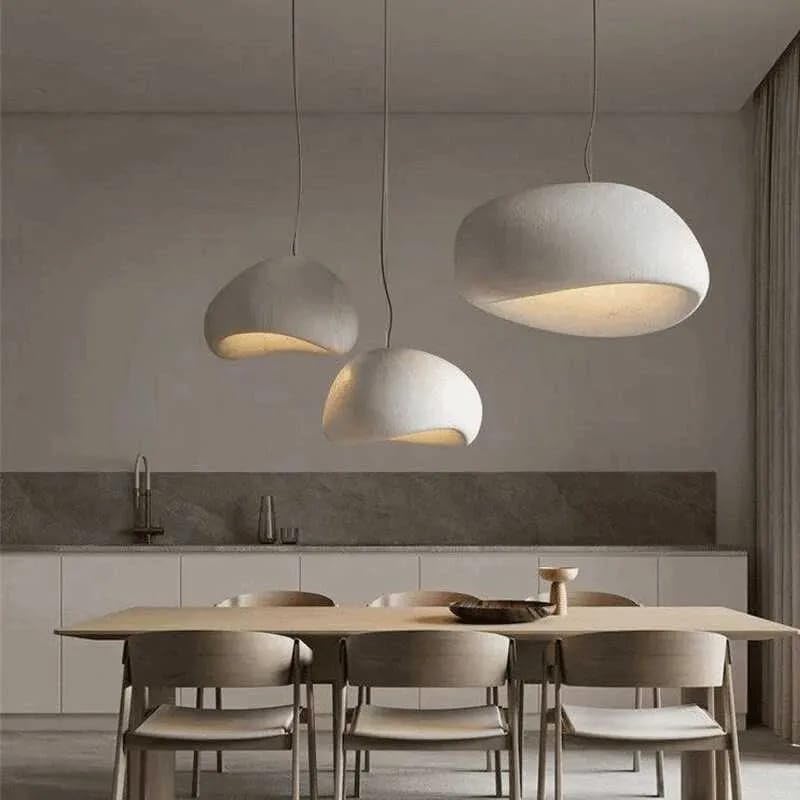 Image of Glowave Wabi Sabi 300mm White Resin Pendant Hanging Light Ceiling Lamp for Kitchen, Bedroom Hotels Cafes - Warm White (Round 300mm)