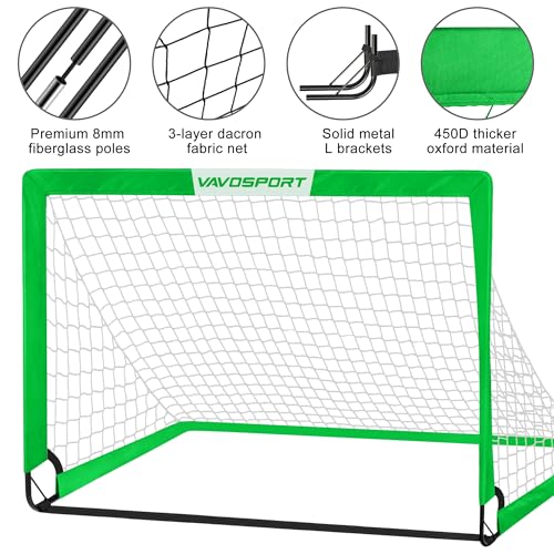 Image of Kids Soccer Goals for Backyard Set - 2 of 4' x 3' Portable Soccer Goal Training Equipment, Pop Up Toddler Soccer Net with Soccer Ball, Soccer Set for Kids and Youth Outdoor Games, Sports, Play
