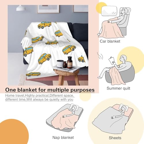 Image of School Bus Blanket - Fluffy Flannel Throw Blanket for Baby, Kids, Nursery, Toddler, Soft Plush & Warm Cozy Fleece, Breathable for Couch, Bed, Sofa, Home Decor, 30 inchx40 inch