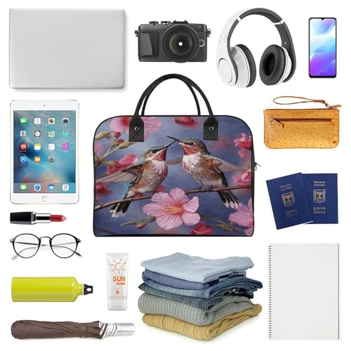 Bolso ligero de hombro para laptop unisex rosa con colibrí miniatura 5
