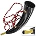 Armory Replicas™ Battle Sound Cattle Blowing Horn – 100% Natural Buffalo with Brass Mouthpiece & Red Rope, Handcrafted 13–15 Inch Functional