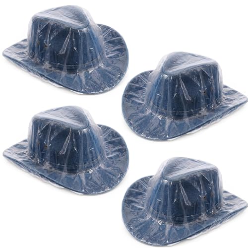 4 Pcs Cowboy Hat Cover Unisex Cowboys Hats Covers Transparent Cowboy Hat Rain Cover for Dust Waterproof Hats Protector for Storage