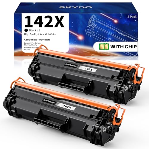 Skydo Cartucho de tóner Negro 142X Compatible con HP 142X W1420X 142A W1420A Toner para HP LaserJet Series M110 M110w, LaserJet MFP Series M139 M139w M140 M140w Impresora (2 Negro)