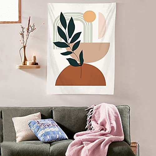 YISUMEI Abstrakter Wandteppich, moderner geometrischer Wandteppich für Schlafzimmer, ästhetischer Boho-Pflanzen-Wandteppich, Wandbehang für Raumdekoration (M/130 x 150 cm)