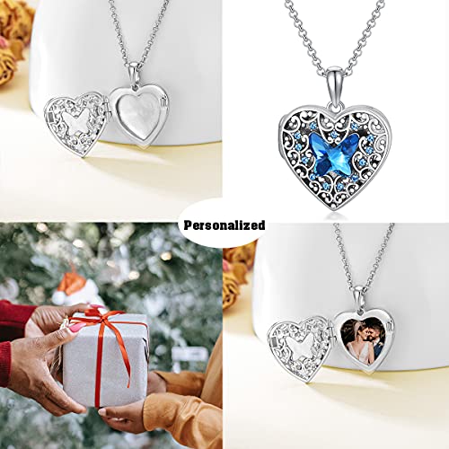 Dorunmo Heart Locket Necklace That Holds Pictures Sterling Silver Butterfly Locket Personalized Custom Photo Pendant Necklace Jewelry Gifts For Women Girlfriend Her #TOP2