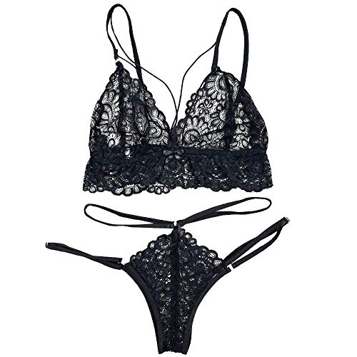 Ensemble de soutien-gorge sexy et sous-vêtements érotiques transparents en dentelle fine