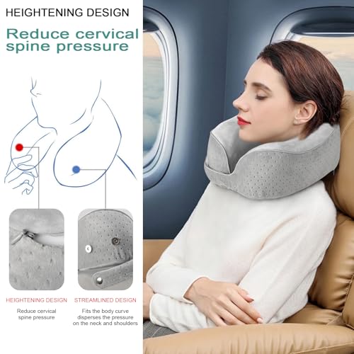 Travesseiro de viagem respirável para pescoço de avião com espuma viscoelástica para dormir, viagem,