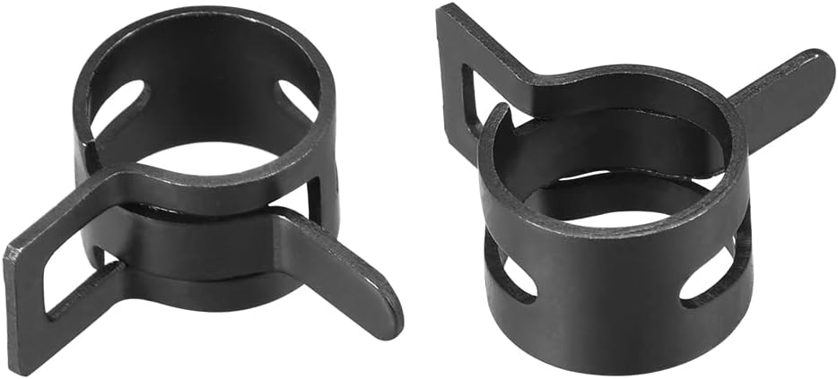 uxcell Steel Band Clamp 17mm Inner Dia Fit 17.5-18.2mm OD Hose Spring Band Type Action Fuel Line Silicone Tube Clip Clamp Black 20Pcs
