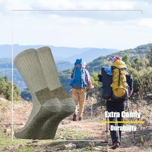 SOX TOWN Men's Merino Wool Cushion Crew Socks Moisture Wicking Control for Outdoor Hiking Work Boot Thermal Warm All Seasons4