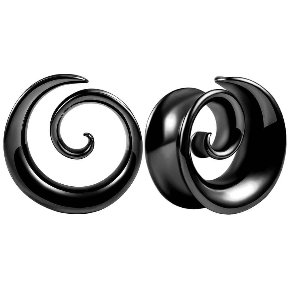 Vankula Ohr Flesh Tunnel Saddles Plug Spirale Edelstahl für Gestreckte Expander Ohrpiercing 8mm bis 25mm